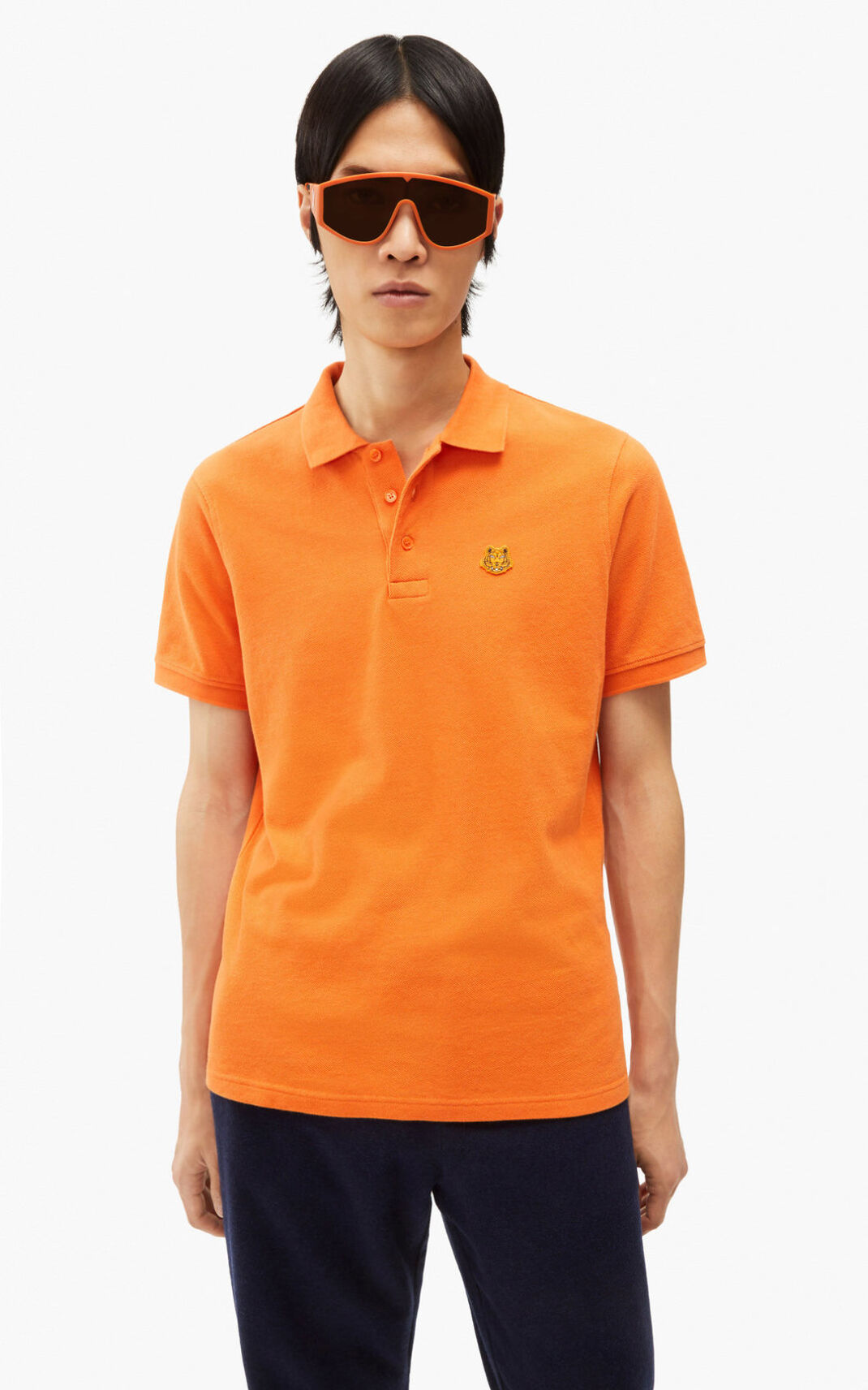 Kenzo Tiger Crest Polo Orange For Mens 9654ENBQL